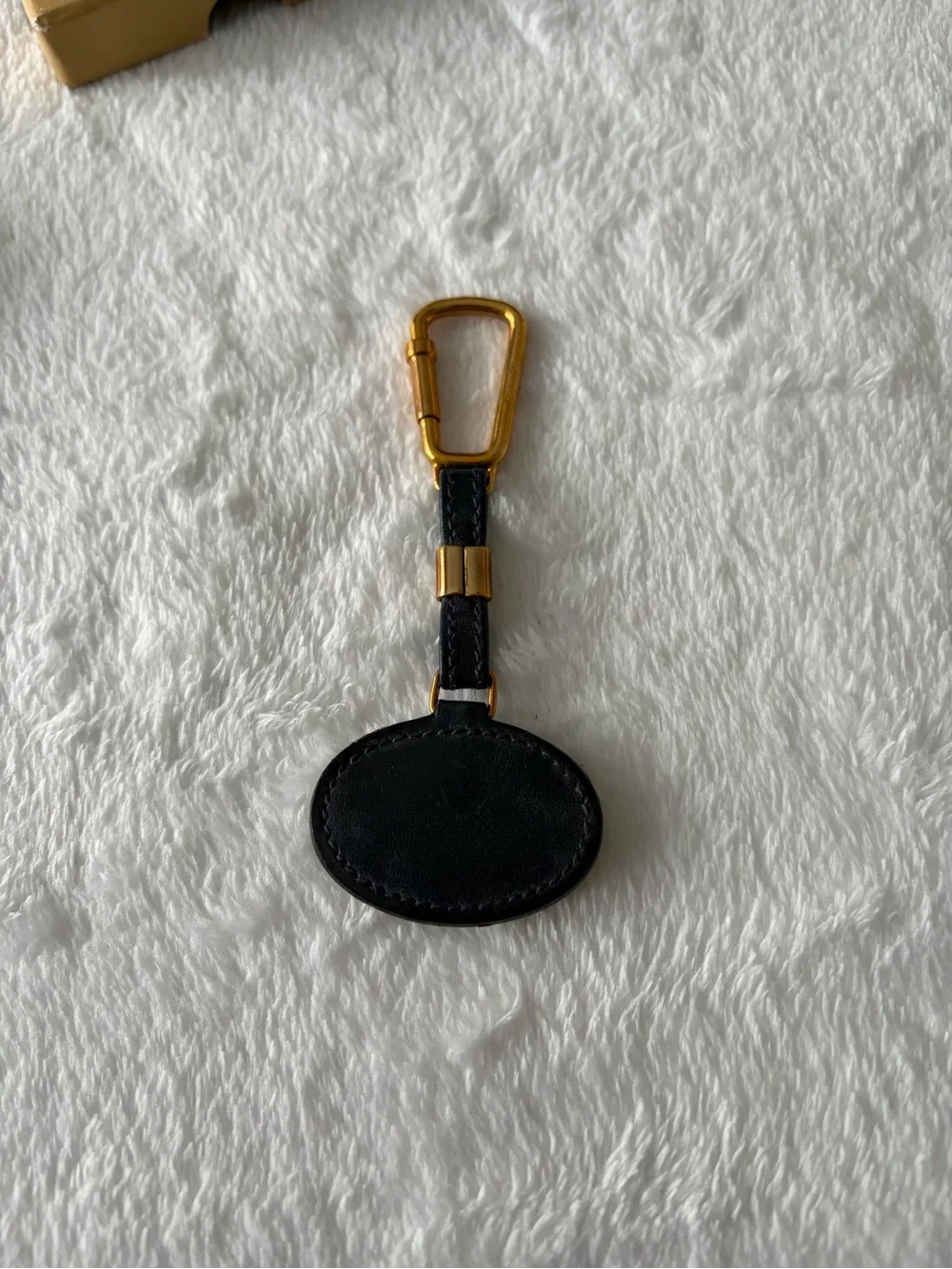 Gucci Navy and Gold Oval Leather Keychain